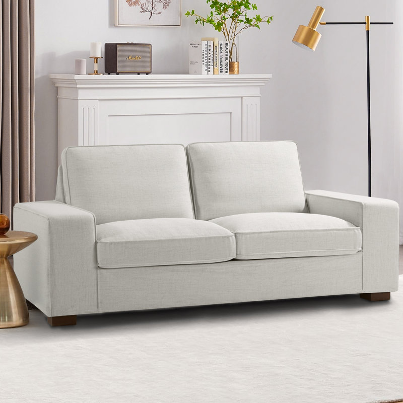 Modern Loveseat Sofas Living Room Couches Love Seat with Wood Frame for for Living Room Apartment Latitude Run Fabric Beige Polyester Blend